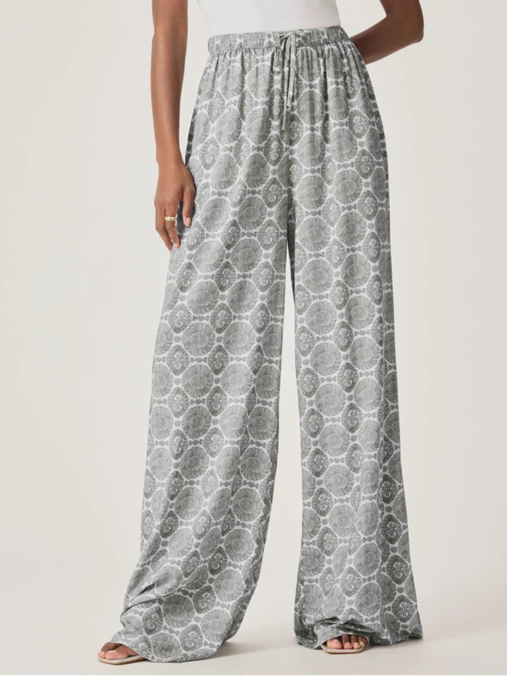 Splendid Collection McKenna Pant Ultra Wide Leg Gray Patterned Pull On‎ Size S